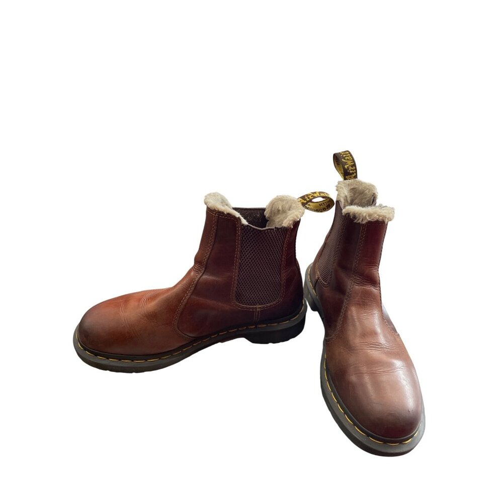 Dr. Martens Leonore Brown Leather Fur-Lined Chelsea Boots SIze 7 SKU 8905 - Picture 2 of 16
